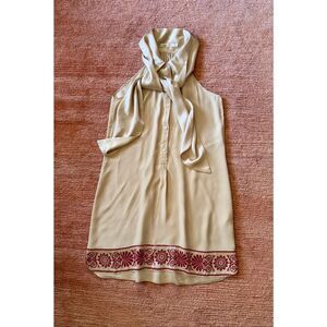 Nili Lotan Silk Sleeveless Dress Size S Tie Neck Made in USA